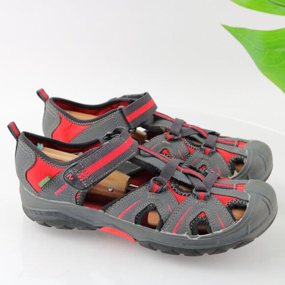 Merrell Womens Hydro Sandal Size 6 Gray Red Fisherman Water Shoe Closed Toe Flat - Picture 11 of 12